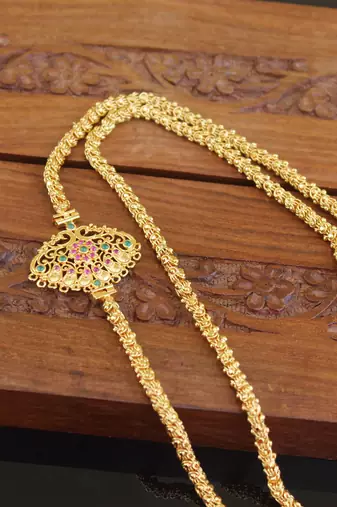 Designer gold plated cz moppu chain