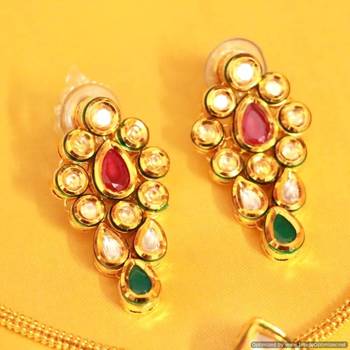 Ruby & Emerald Gold Kundan Meenakari Pendant Set 3
