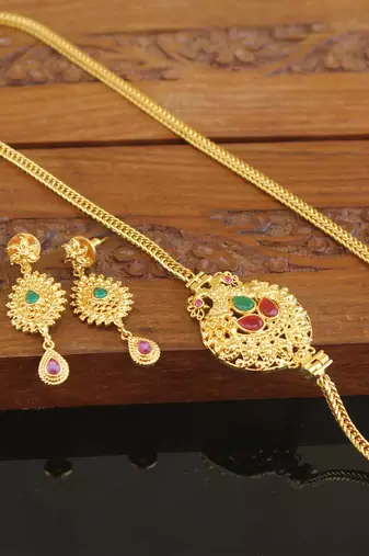 Designer gold plated cz moppu chain