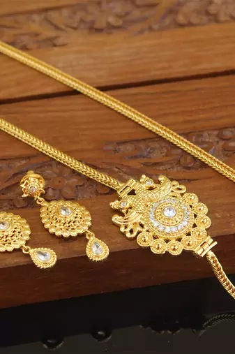 Designer gold plated cz moppu chain set