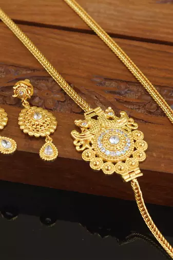 Designer gold plated cz moppu chain set
