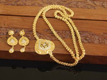 Designer gold plated cz moppu chain set 1