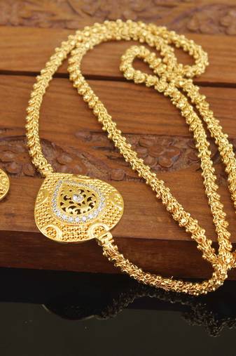 Designer gold plated cz moppu chain set