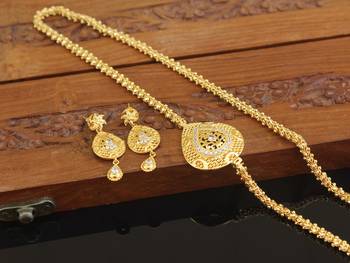 Designer gold plated cz moppu chain set 2