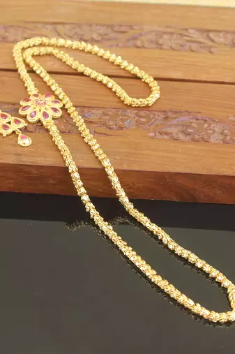 Designer gold plated cz moppu chain set