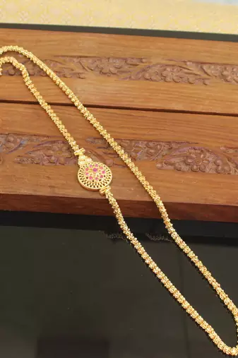 Designer gold plated cz moppu chain