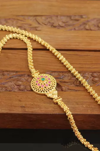 Designer gold plated cz moppu chain