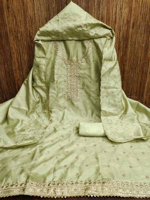 Psvan Green Jalpari Cotton With Beautiful Embroidary Work Salwar  With Duppta For Women 1