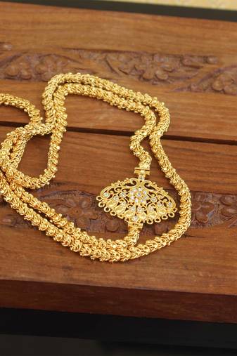 Designer gold plated cz moppu chain