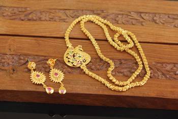 Designer gold plated cz moppu chain set 1