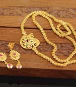 Designer gold plated cz moppu chain set