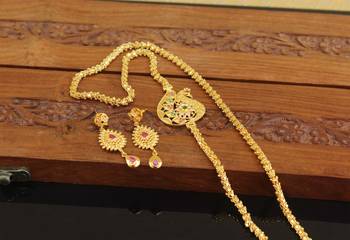 Designer gold plated cz moppu chain set 2