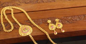 Designer gold plated cz moppu chain set 1