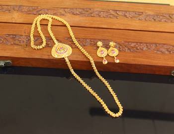 Designer gold plated cz moppu chain set 2