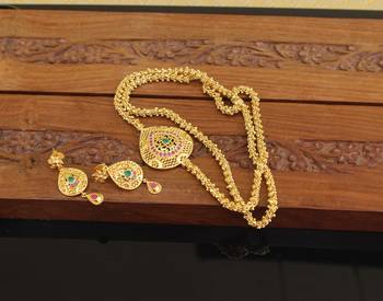 Designer gold plated cz moppu chain set 1