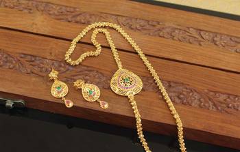 Designer gold plated cz moppu chain set 2