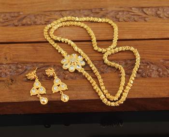 Designer gold plated cz moppu chain set 1
