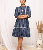 Blue colour beautiful printed and smart looks girlish kurti