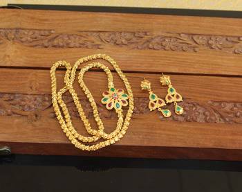 Designer gold plated cz moppu chain set 1