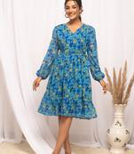 Blue colour beautiful printed and smart looks girlish kurti