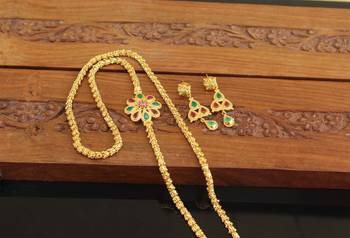 Designer gold plated cz moppu chain set 2