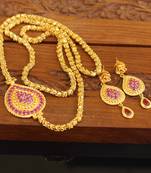 Designer gold plated cz moppu chain set