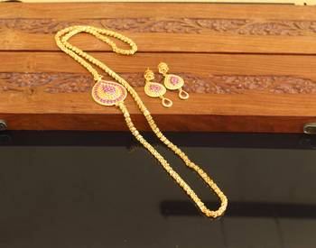 Designer gold plated cz moppu chain set 2