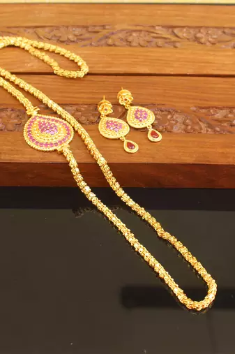 Designer gold plated cz moppu chain set