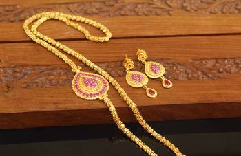 Designer gold plated cz moppu chain set 3