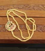 Designer gold plated cz peacock moppu chain set