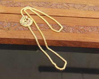 Designer gold plated cz peacock moppu chain set 3