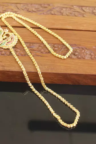 Designer gold plated cz peacock moppu chain set