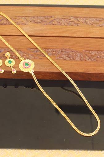 Designer gold plated cz moppu chain set