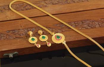 Designer gold plated cz moppu chain set 2
