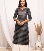 Black colour beautiful abstract printed graceful long kurti for festive looks