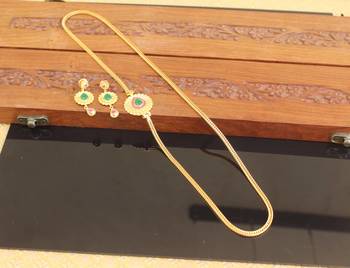 Designer gold plated cz moppu chain set 3