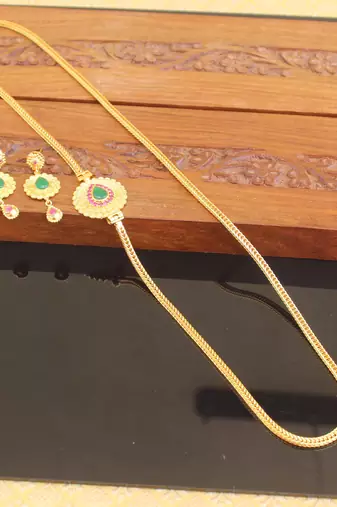 Designer gold plated cz moppu chain set