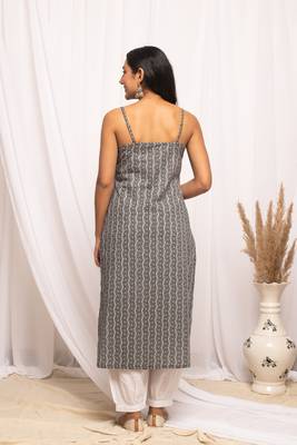 Grey colour beautiful abstract printed graceful long kurti for festive looks 2