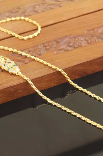 Designer gold plated cz moppu chain