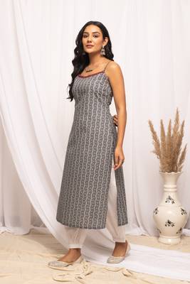 Grey colour beautiful abstract printed graceful long kurti for festive looks 4