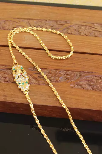 Designer gold plated cz moppu chain