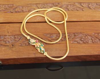 Designer gold plated peacock moppu chain 1