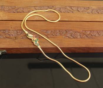 Designer gold plated peacock moppu chain 2