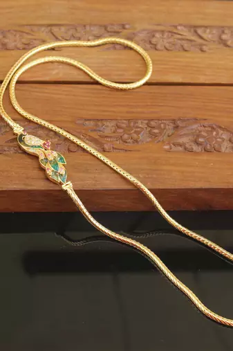 Designer gold plated peacock moppu chain