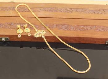 Designer gold plated cz moppu chain set 1