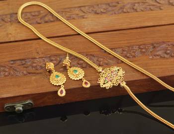 Designer gold plated cz moppu chain set 2