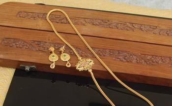 Designer gold plated cz moppu chain set 4