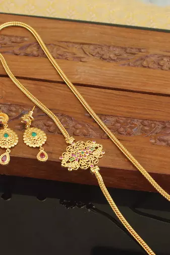 Designer gold plated cz moppu chain set