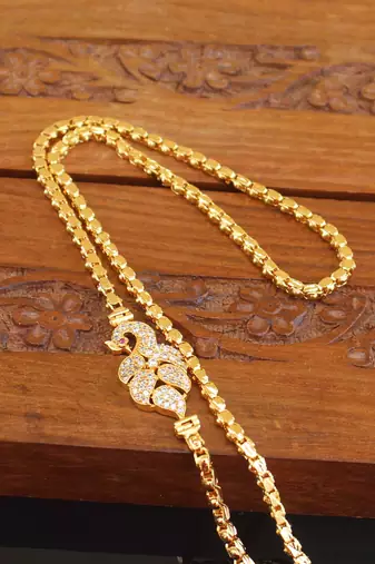 Designer gold plated cz peacock moppu chain
