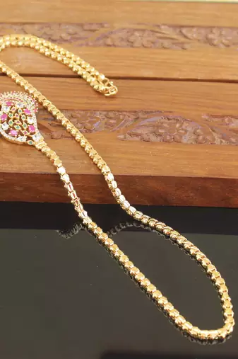 Designer gold plated cz moppu chain